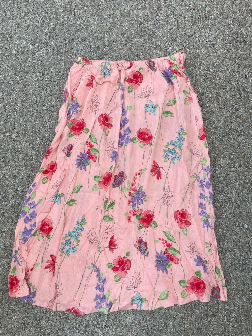 Southern Lady Pink Floral Midi Skirt